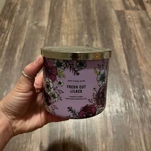 Half Used Bath And Body Works Fresh Cut Lilacs Scented Candle Three Wick
